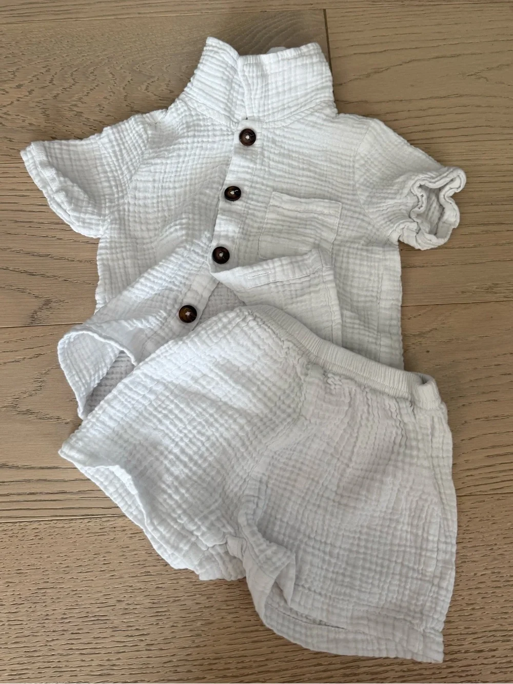 White Set with Button-Up Shirt and shorts